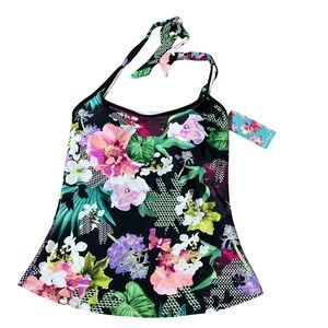 NEW Hapari Melbourne Sport Tankini Top Sz L Floral‎ Halter  HAPSPTTANK-MELB-L